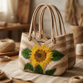 Sunflower Jute Tote Bag by The Roots of Heritage