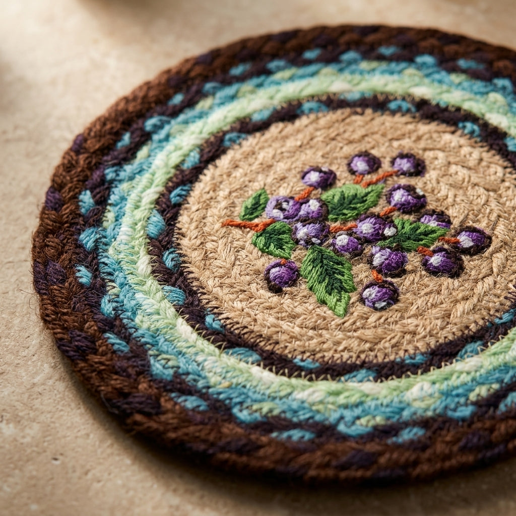 Handwoven Jute Berry Blossom Coasters by The Roots of Heritage (3)