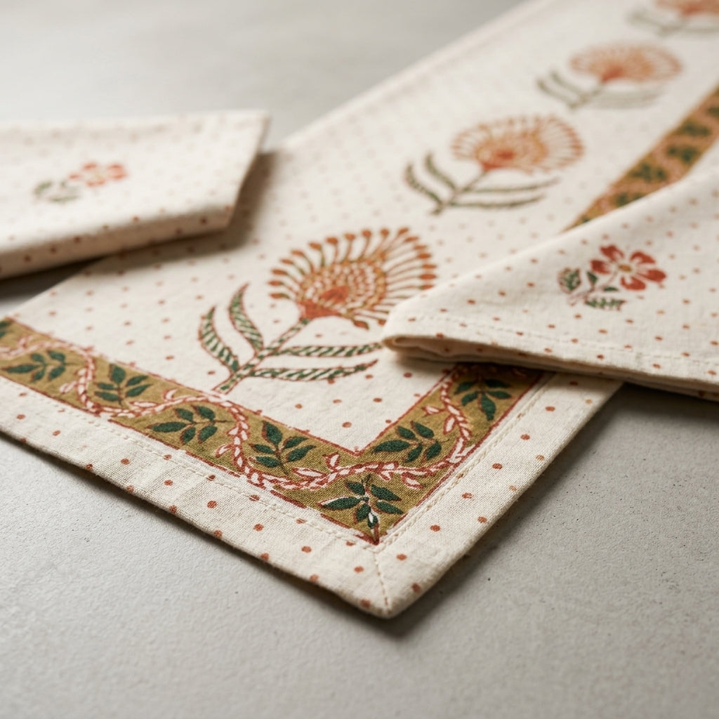 Handcrafted Floral Table Runner Set by The Roots of Heritage (3)