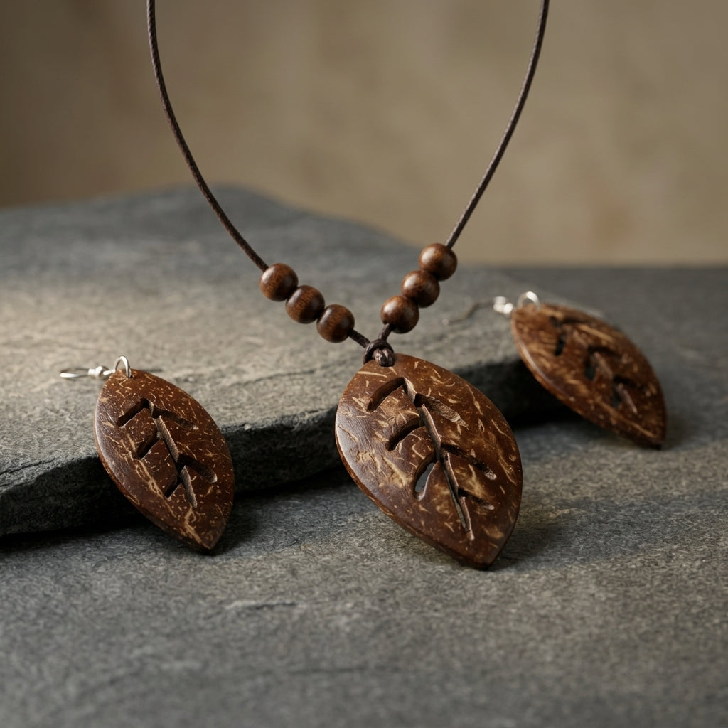 Handmade Coconut Leaf Jewelry Set by The Roots of Heritage (2)