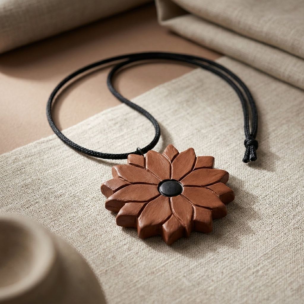 Artisan Lotus Pendant Necklace by The Roots of Heritage (2)