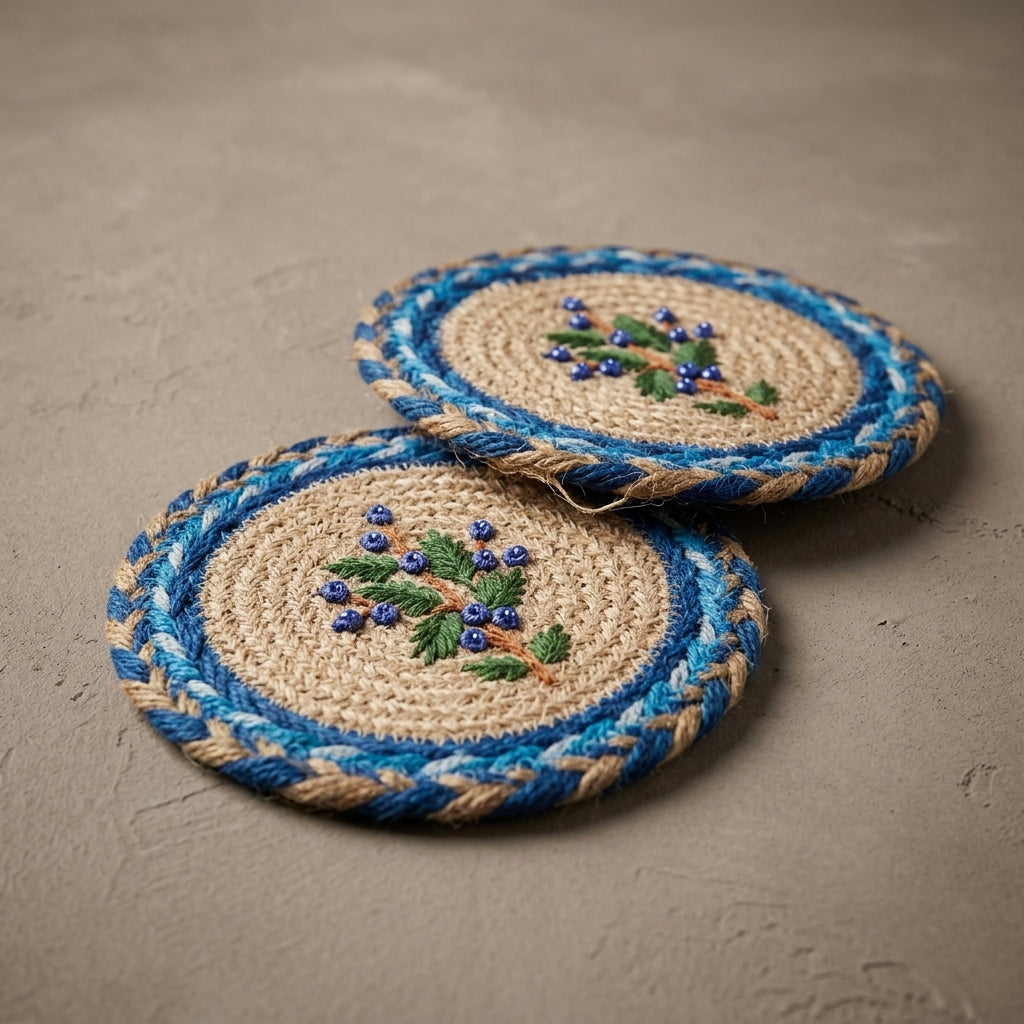 Heritage Bloom Jute Coaster Set by The Roots of Heritage (4)
