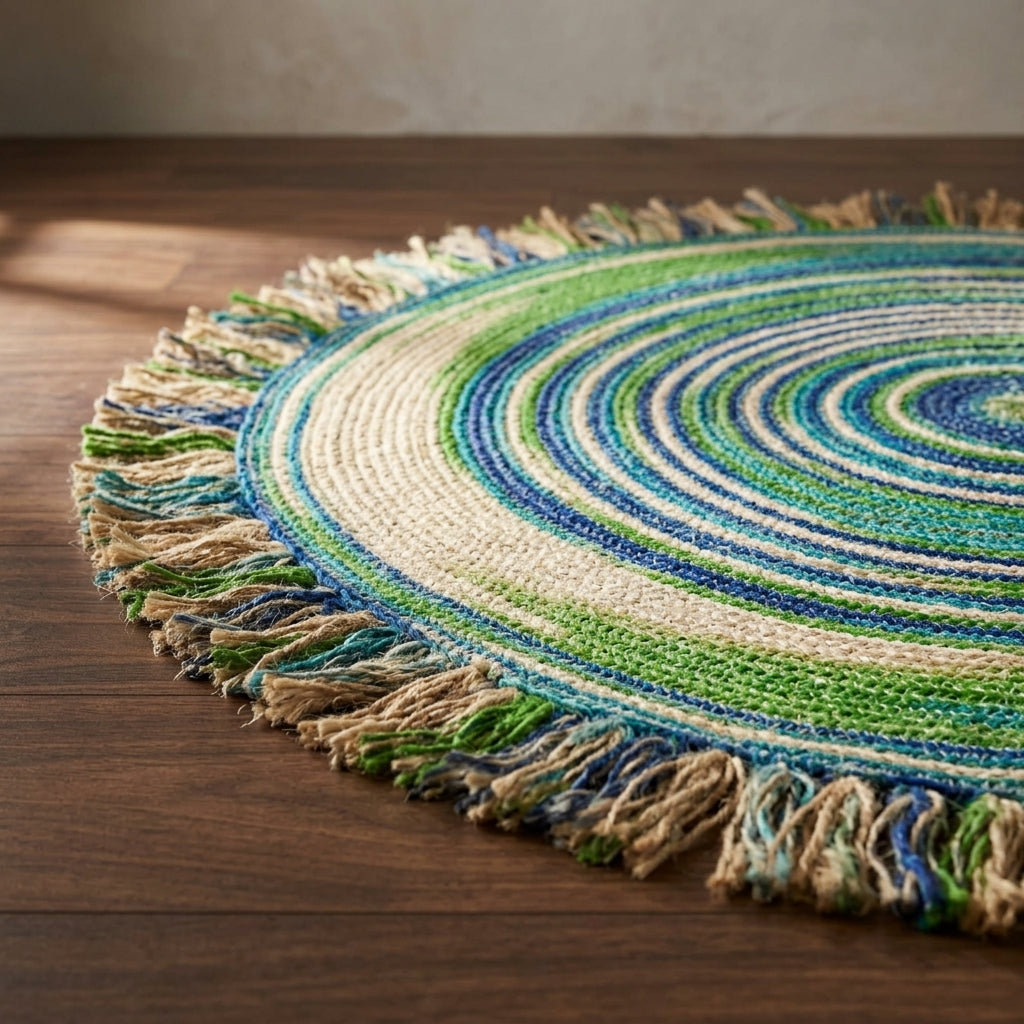 Riverloom Round Jute Fringe Rug by The Roots of Heritage (3)