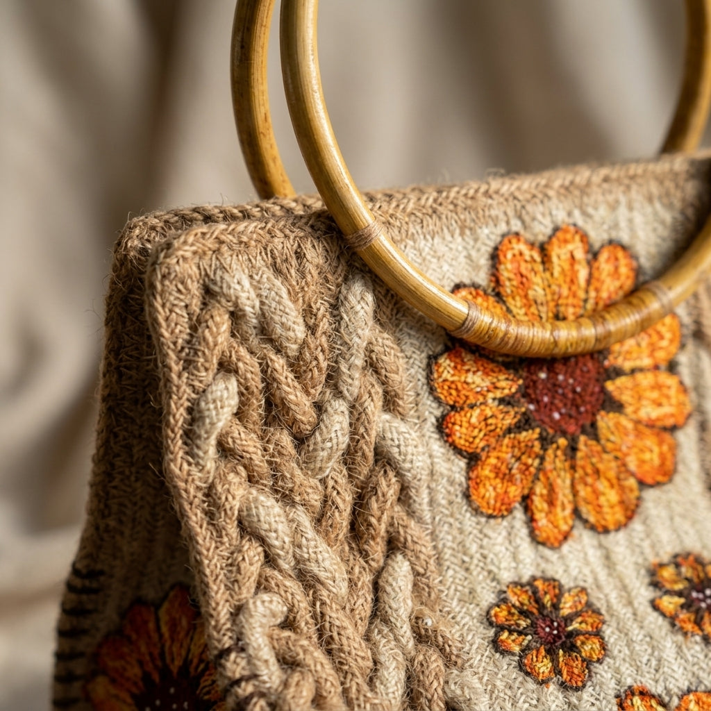 Sunflower Jute Ring Bag by The Roots of Heritage (2)