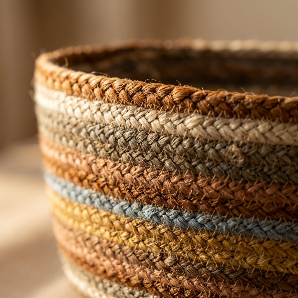 Handwoven Boho Jute Basket by The Roots of Heritage (4)