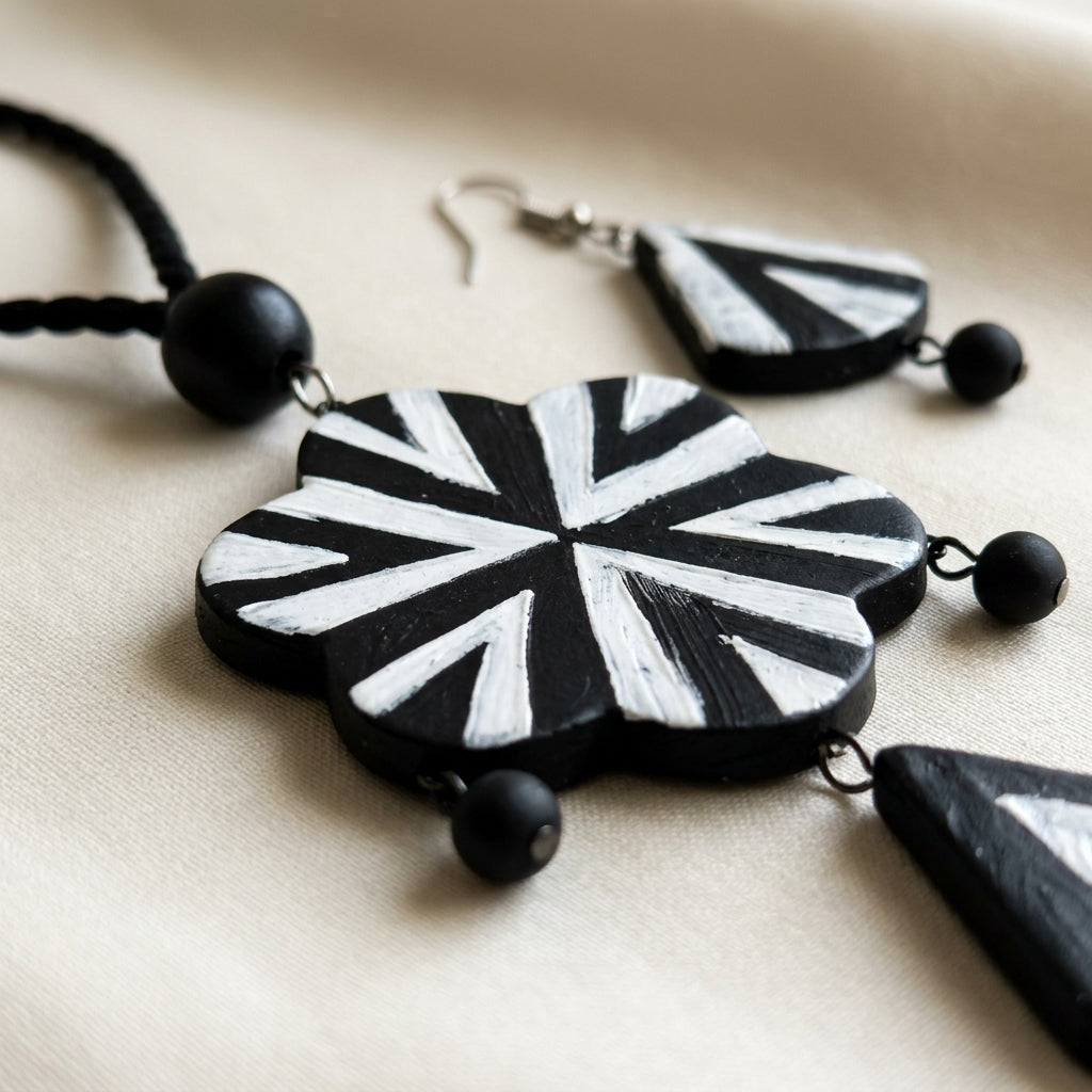 Monochrome Blossom Statement Set by The Roots of Heritage (5)