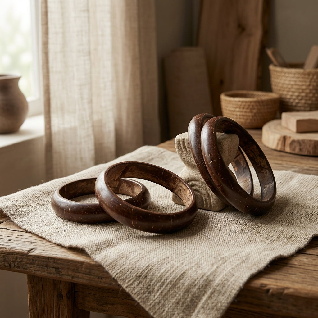 Handcrafted Coconut Wood Bangles by The Roots of Heritage (2)
