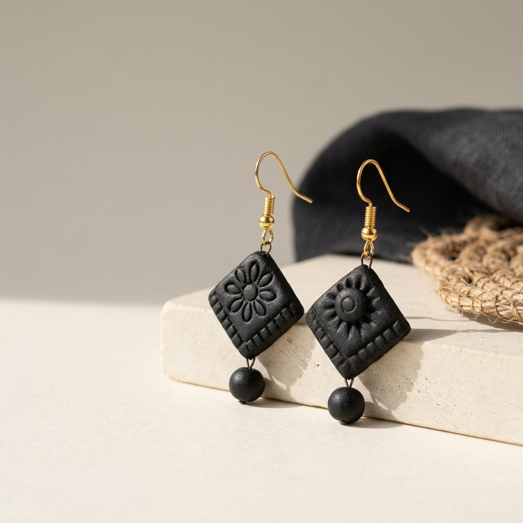 Bangla Clay Motif Dangle Earrings by The Roots of Heritage (6)