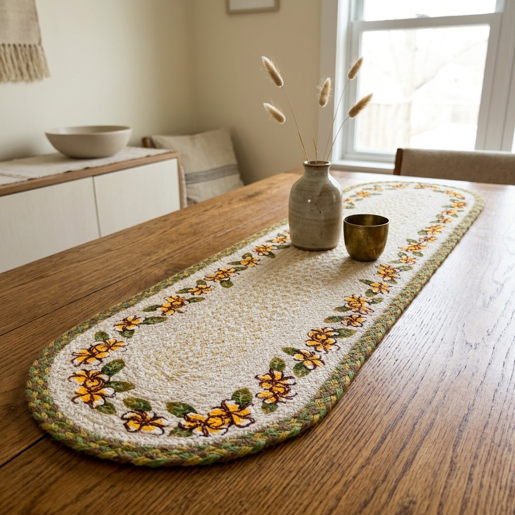 Handwoven Floral Jute Runner by The Roots of Heritage (3)