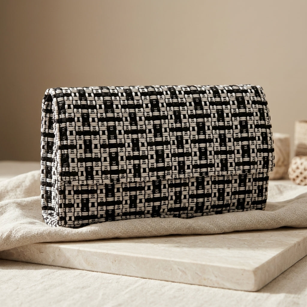 Handwoven Geo Weave Clutch Bag by The Roots of Heritage