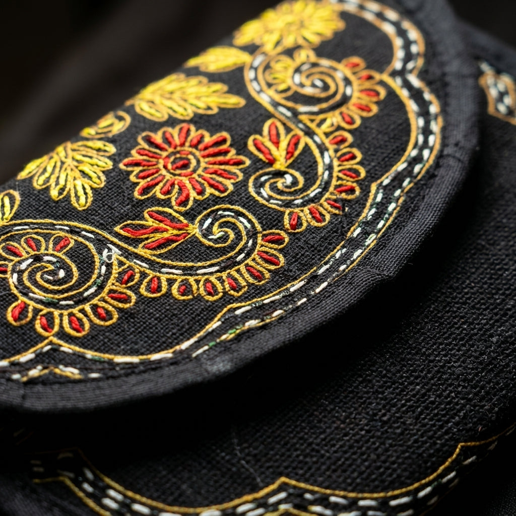 Hand-Embroidered Jute Envelope Clutch by The Roots of Heritage (3)