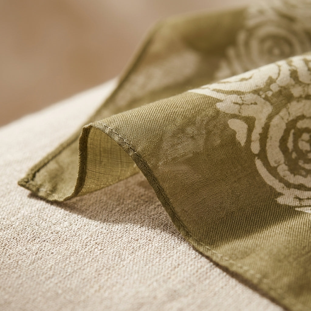 Heritage Olive Print Silk Scarf by The Roots of Heritage (5)