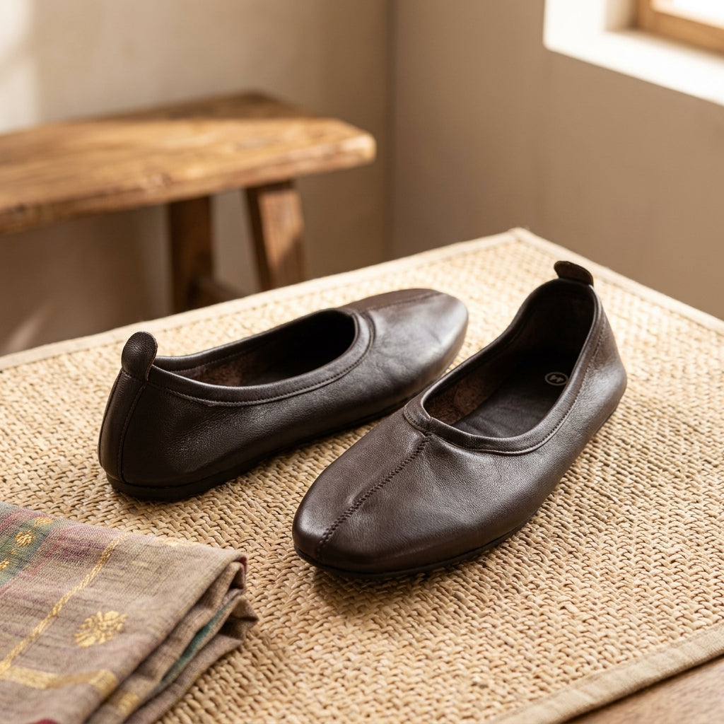 Artisan Leather-Style Jutti Flats by The Roots of Heritage (4)