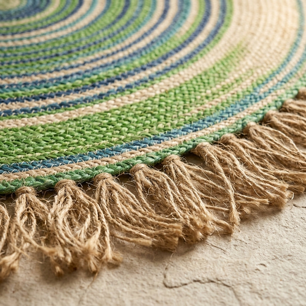 Riverloom Round Jute Fringe Rug by The Roots of Heritage (5)