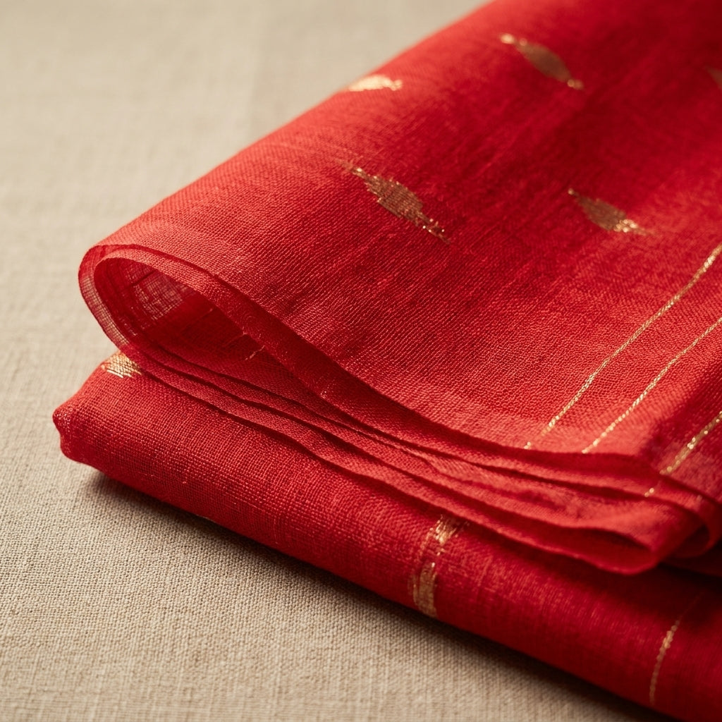 Luxe Red Handloom Saree by The Roots of Heritage (3)