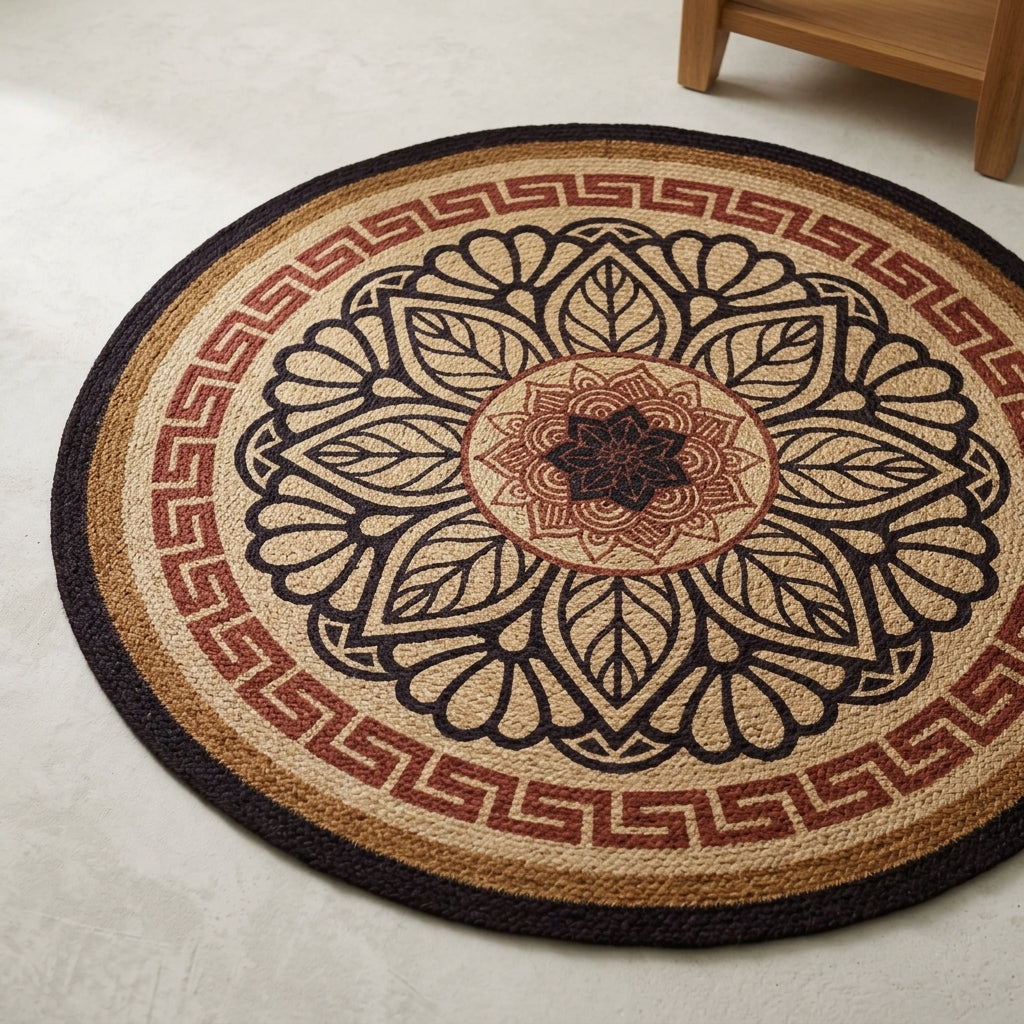 Mandala Jute Artisan Round Rug by The Roots of Heritage (3)