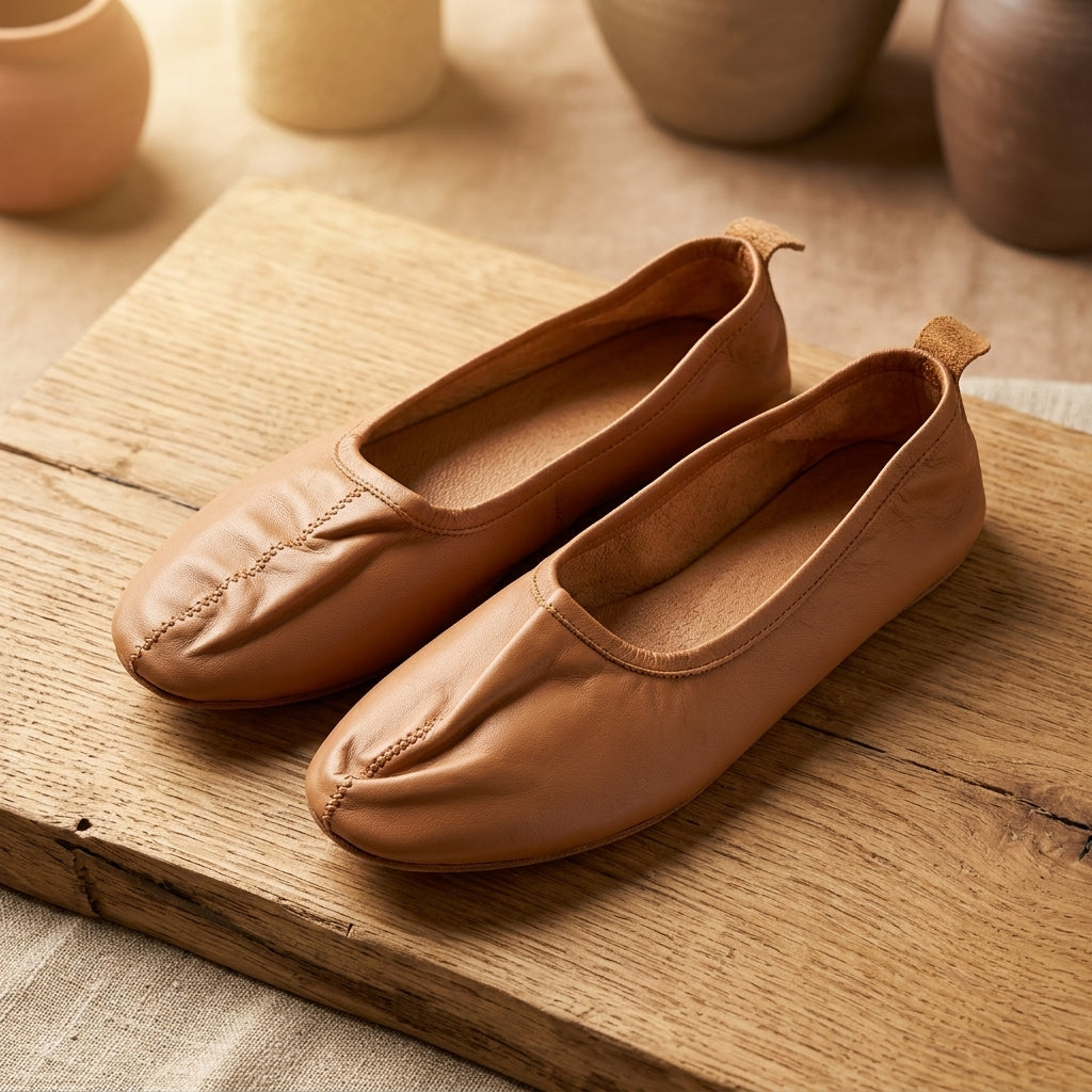 Handcrafted Leather Jutti Flats by The Roots of Heritage
