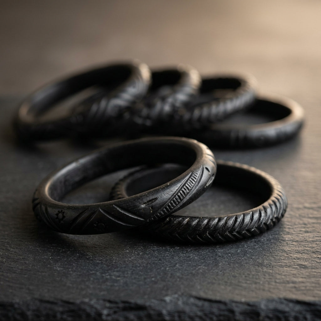 Bangladesh Carved Black Statement Bangle Set by The Roots of Heritage (5)