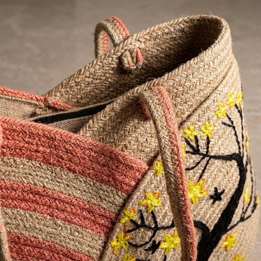 Handwoven Jute Hobo Tote by The Roots of Heritage (4)