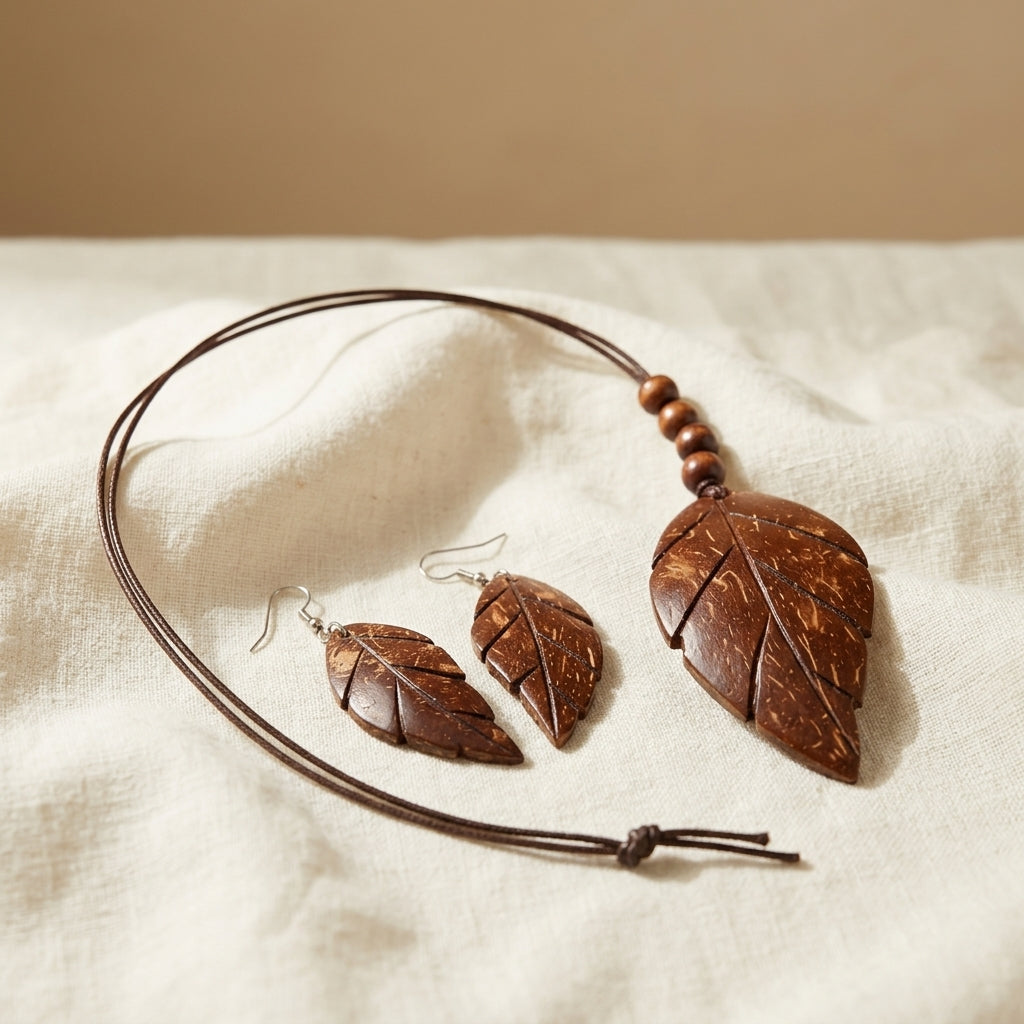 Artisan Coconut Leaf Jewelry Set by The Roots of Heritage