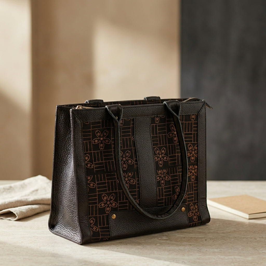 Heritage Bloom Jute Tote by The Roots of Heritage