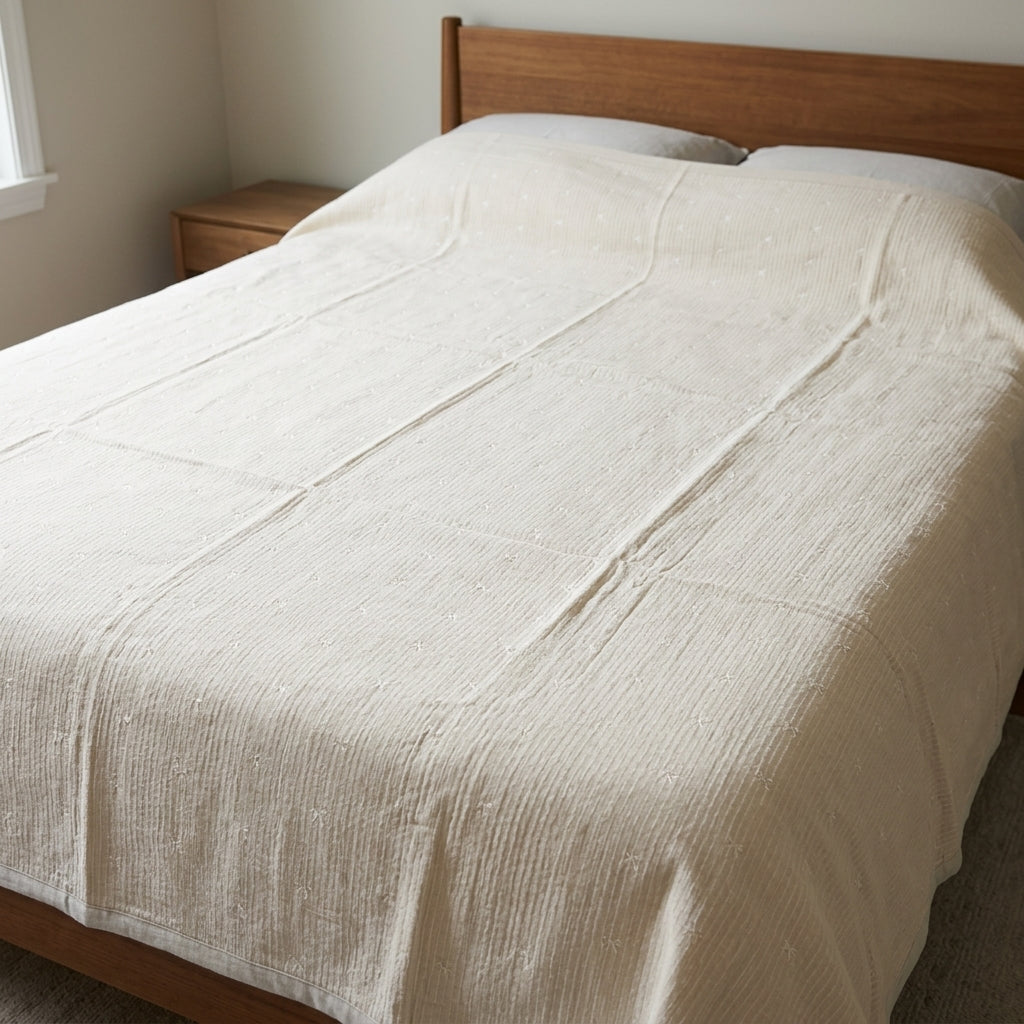 Elegant Handwoven White Bedspread by The Roots of Heritage (2)
