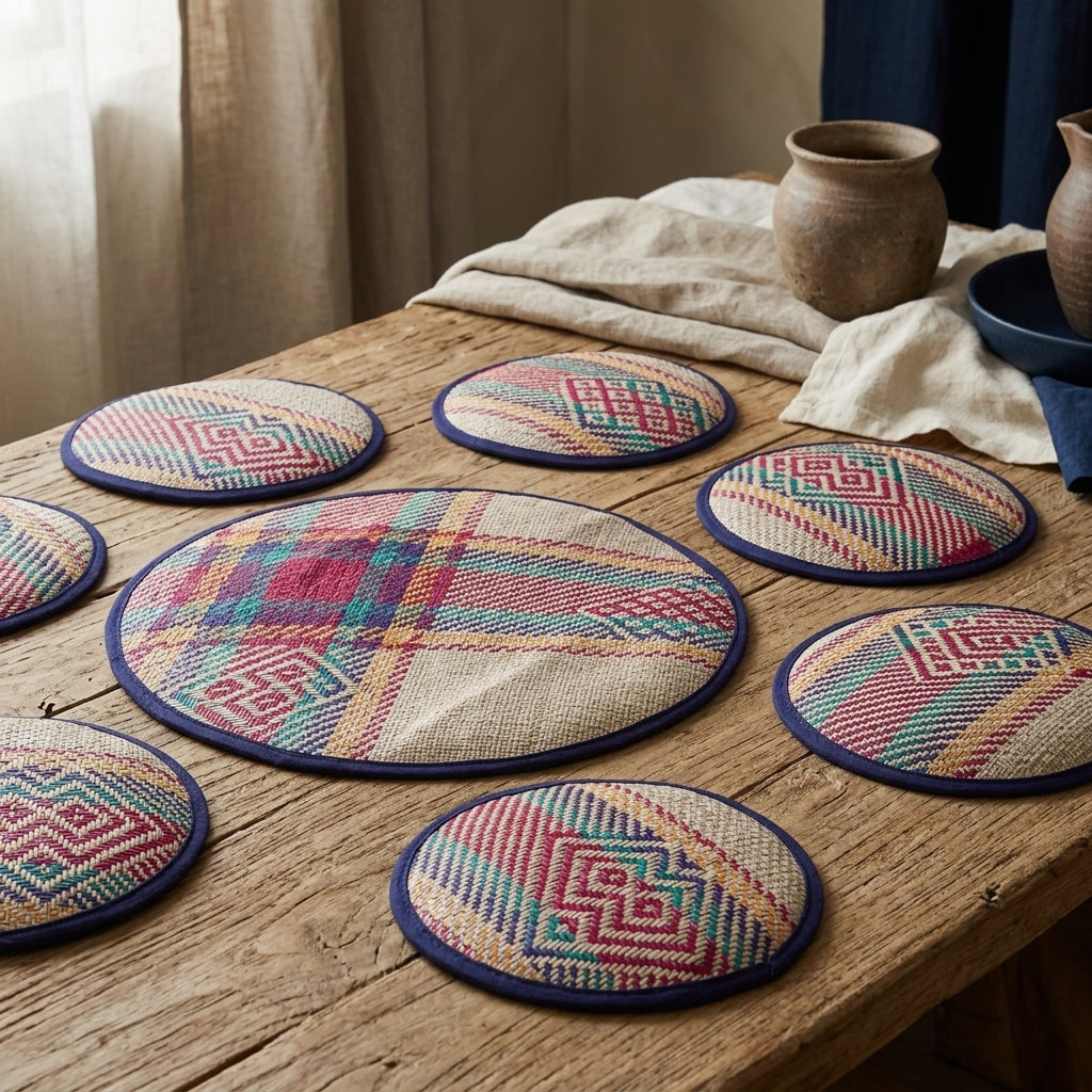 Handwoven Jute Patchwork Table Mat by The Roots of Heritage (5)