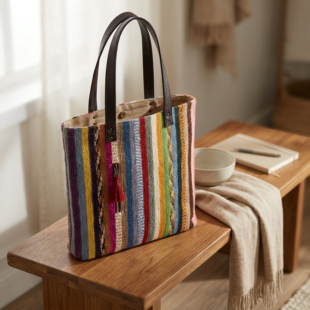 Handwoven Stripe Artisan Tote Bag by The Roots of Heritage (3)