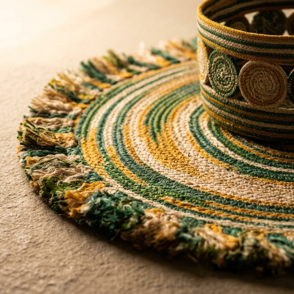 Sona Jute Basket & Rug Set by The Roots of Heritage (5)