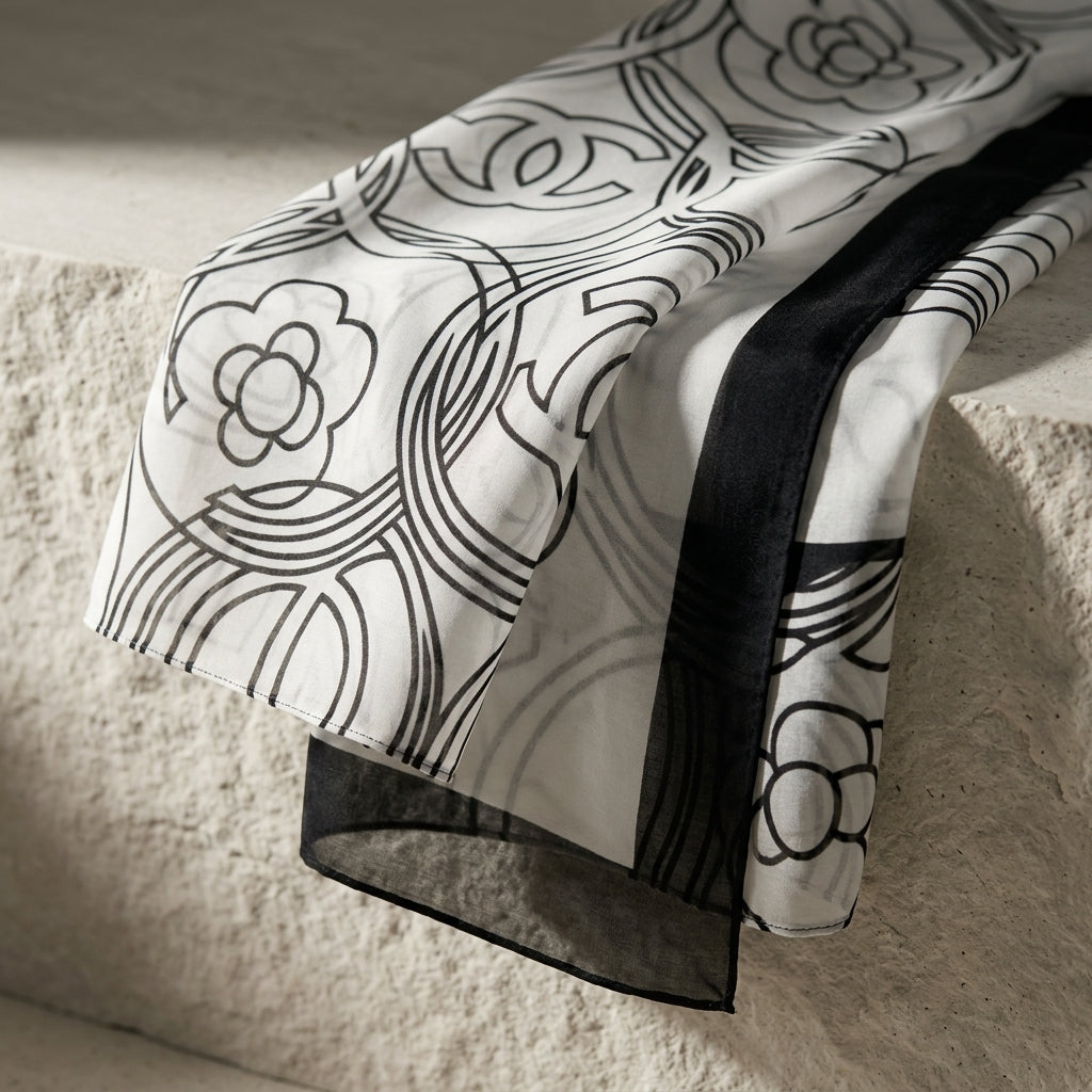 Monochrome Luxe Sheer Scarf by The Roots of Heritage (2)