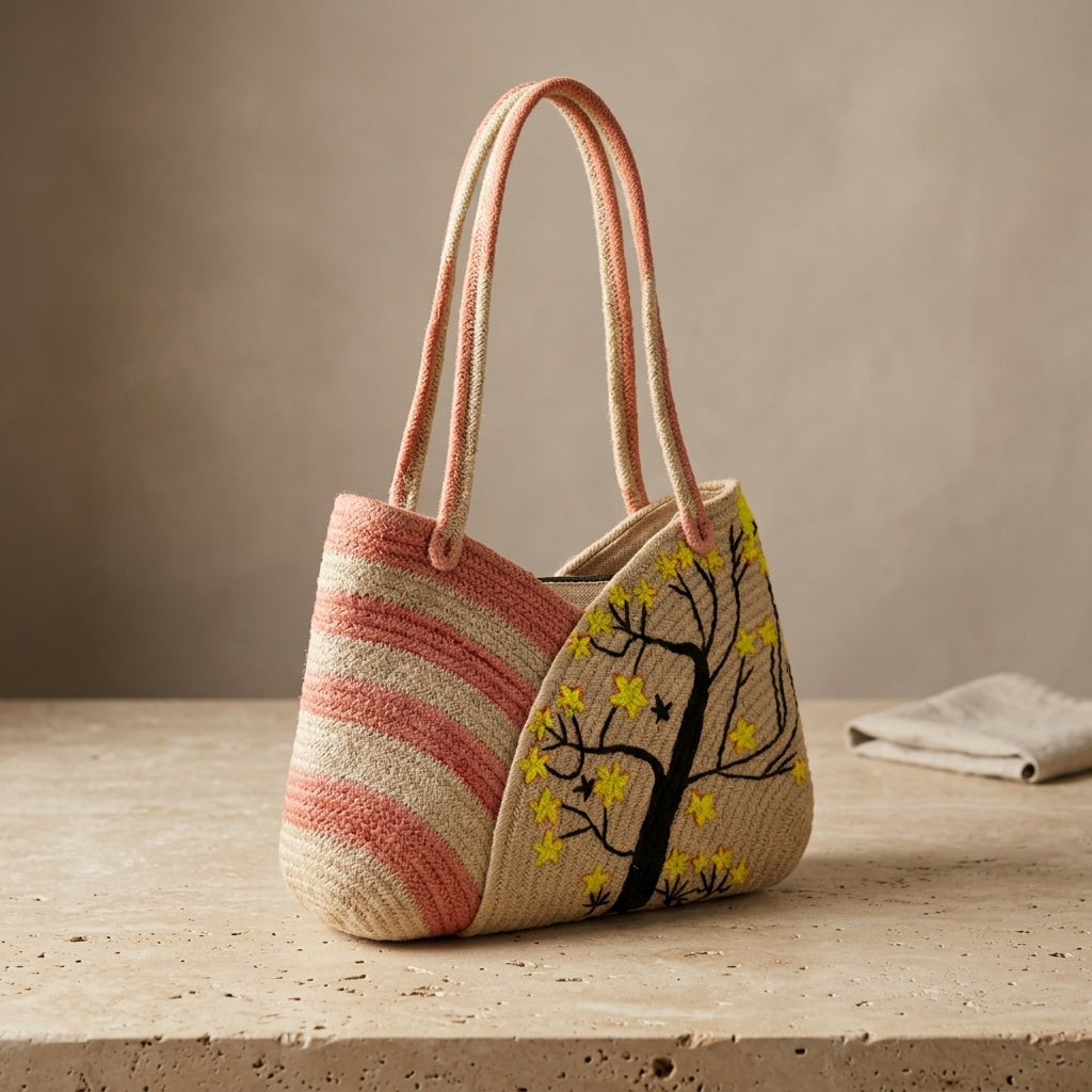 Handwoven Jute Hobo Tote by The Roots of Heritage