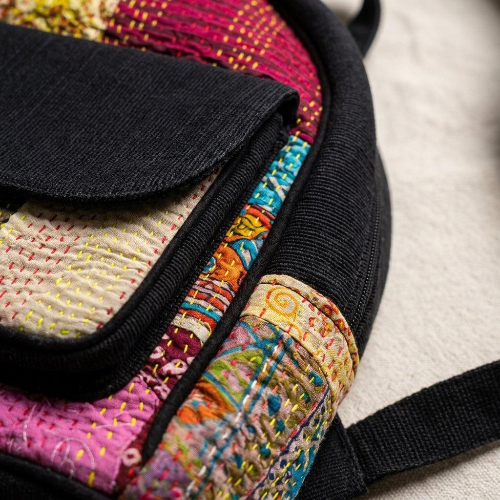 Artisan Kantha Patchwork Backpack by The Roots of Heritage (4)