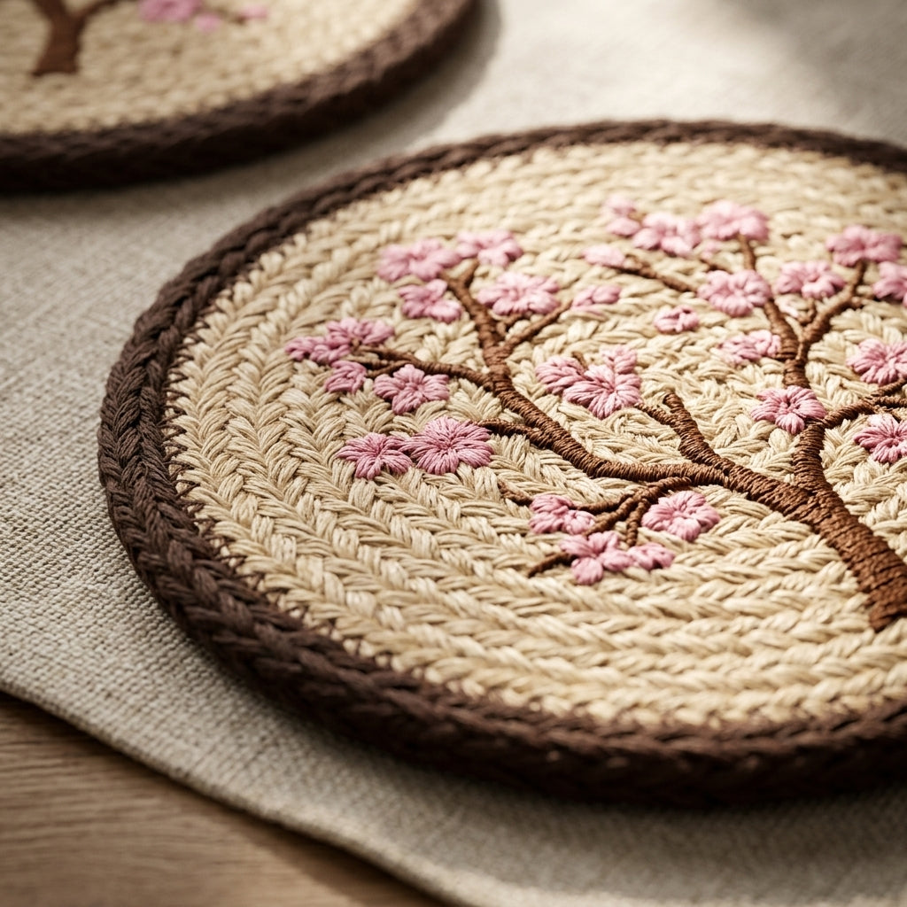 Handcrafted Blossom Jute Coaster Set by The Roots of Heritage (7)