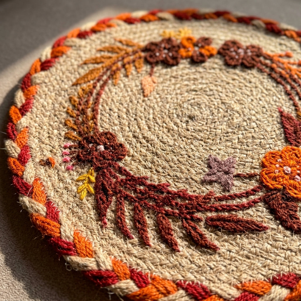 Handwoven Floral Jute Mat Set by The Roots of Heritage (5)