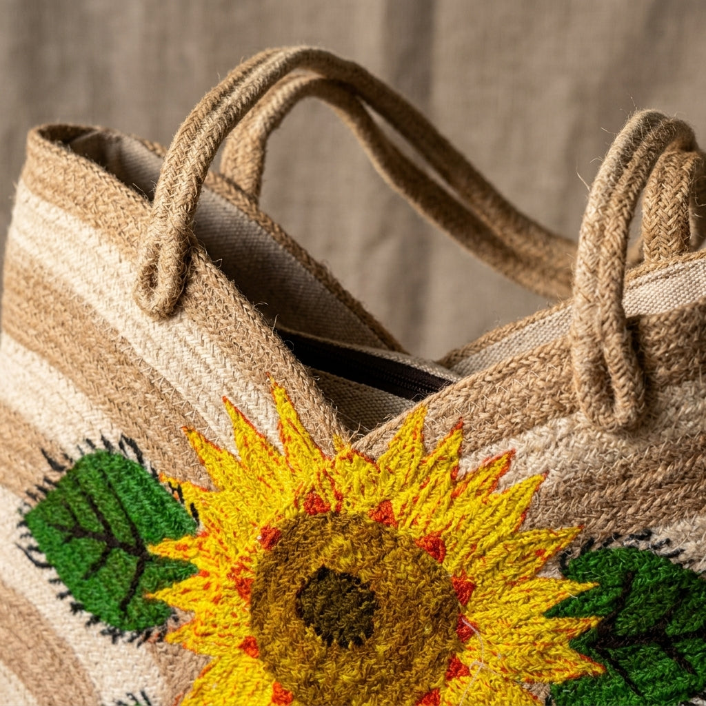 Sunflower Jute Tote Bag by The Roots of Heritage (2)