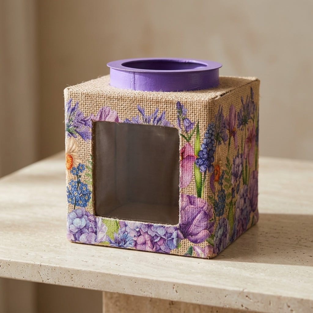 Hand-Painted Floral Jute Tissue Box by The Roots of Heritage (2)