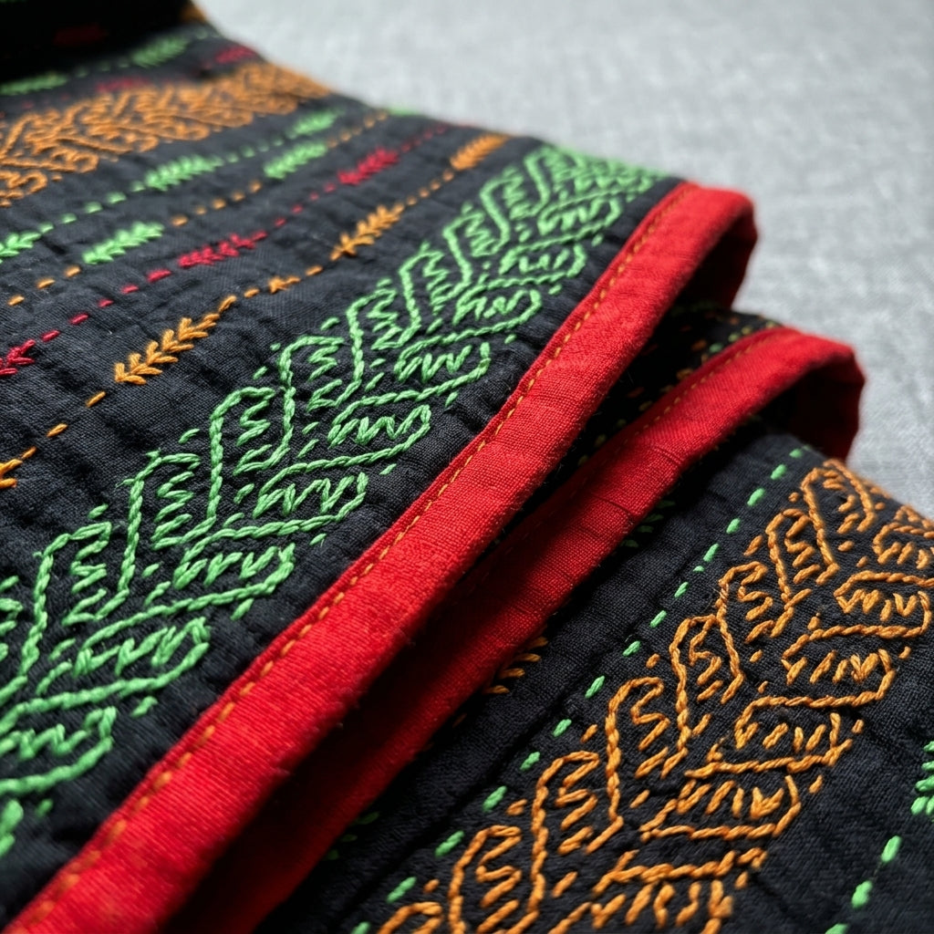 Handcrafted Kantha Bed Quilt by The Roots of Heritage (4)