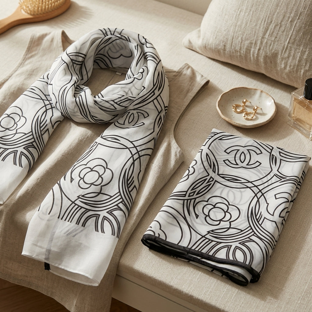 Monochrome Luxe Sheer Scarf by The Roots of Heritage (3)