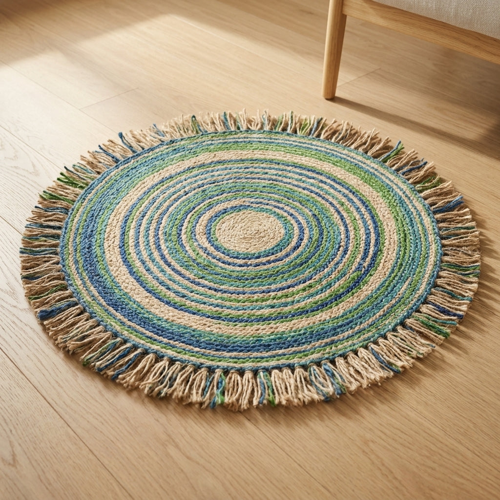 Riverloom Round Jute Fringe Rug by The Roots of Heritage (2)