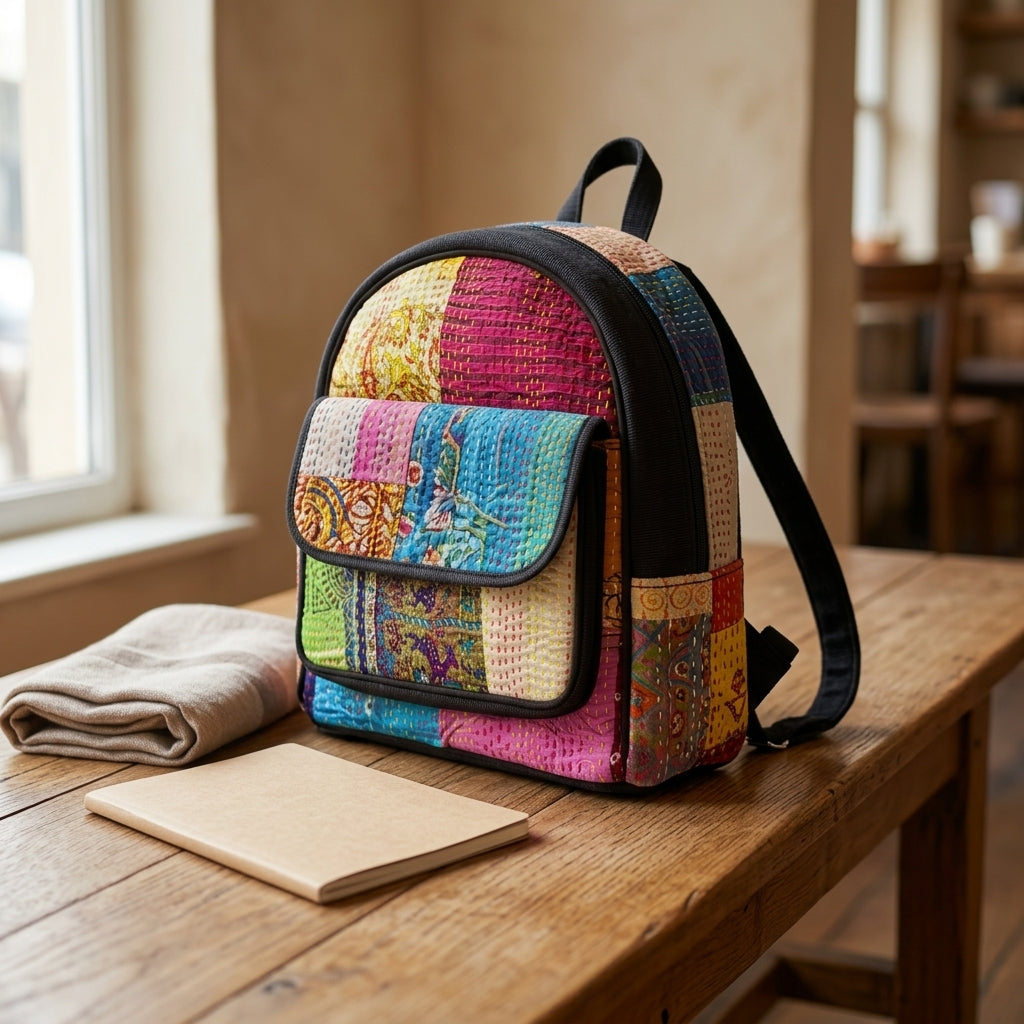 Artisan Kantha Patchwork Backpack by The Roots of Heritage (3)