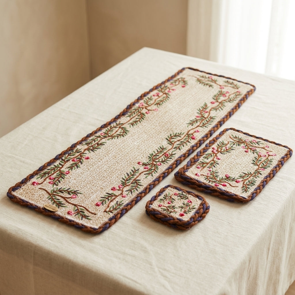 Handwoven Bloom Jute Table Set by The Roots of Heritage (2)