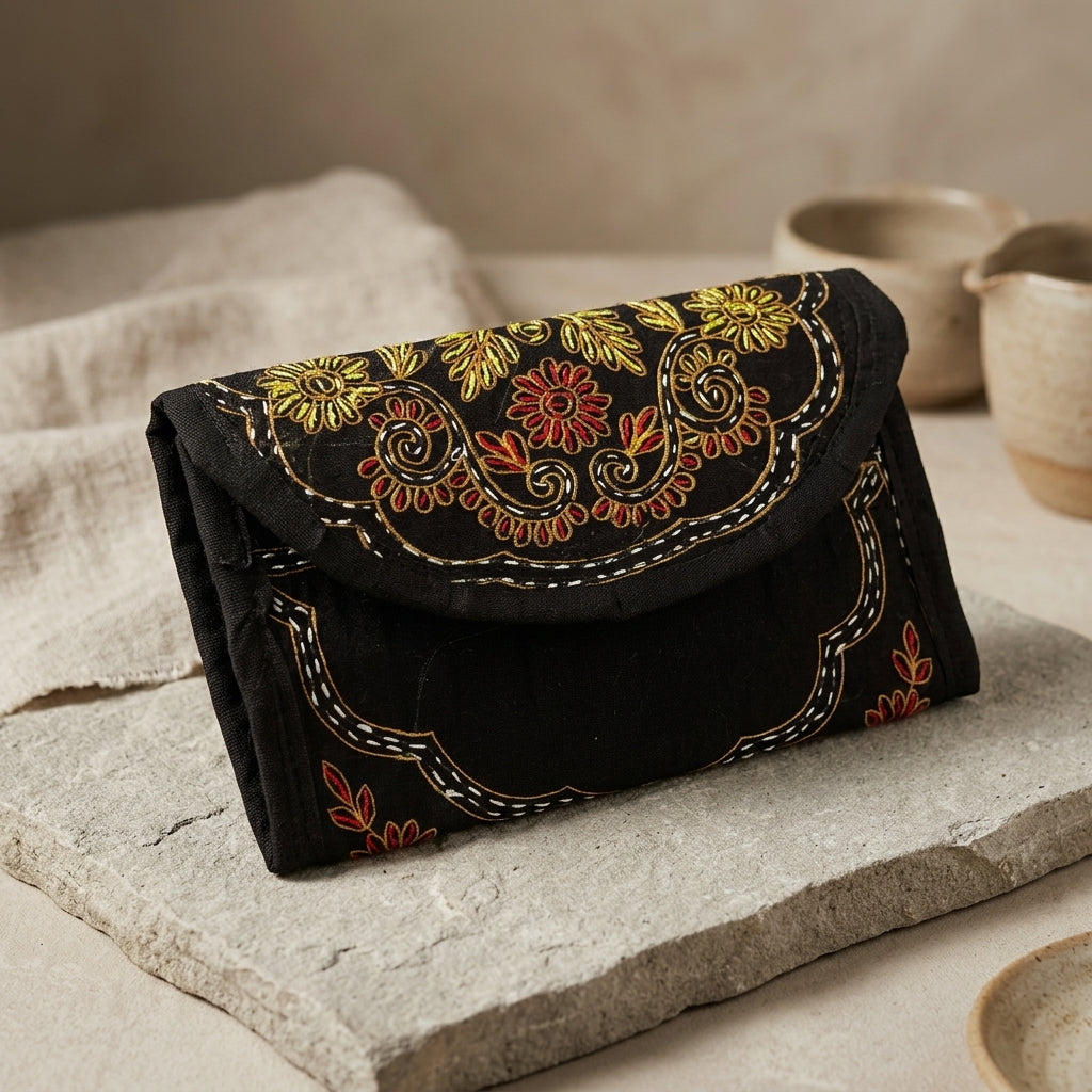 Hand-Embroidered Jute Envelope Clutch by The Roots of Heritage (4)