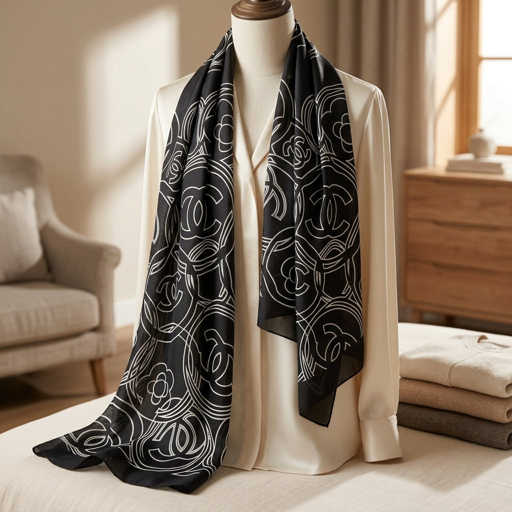 Luxe Monogram Print Scarf by The Roots of Heritage (3)
