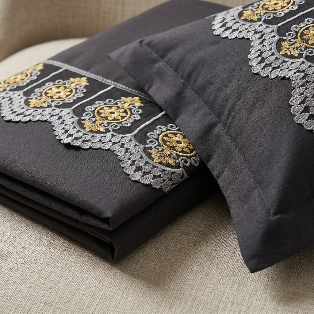 Noir Elegance Cotton Quilt Set by The Roots of Heritage (4)