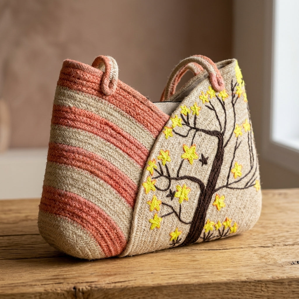 Handwoven Jute Hobo Tote by The Roots of Heritage (2)