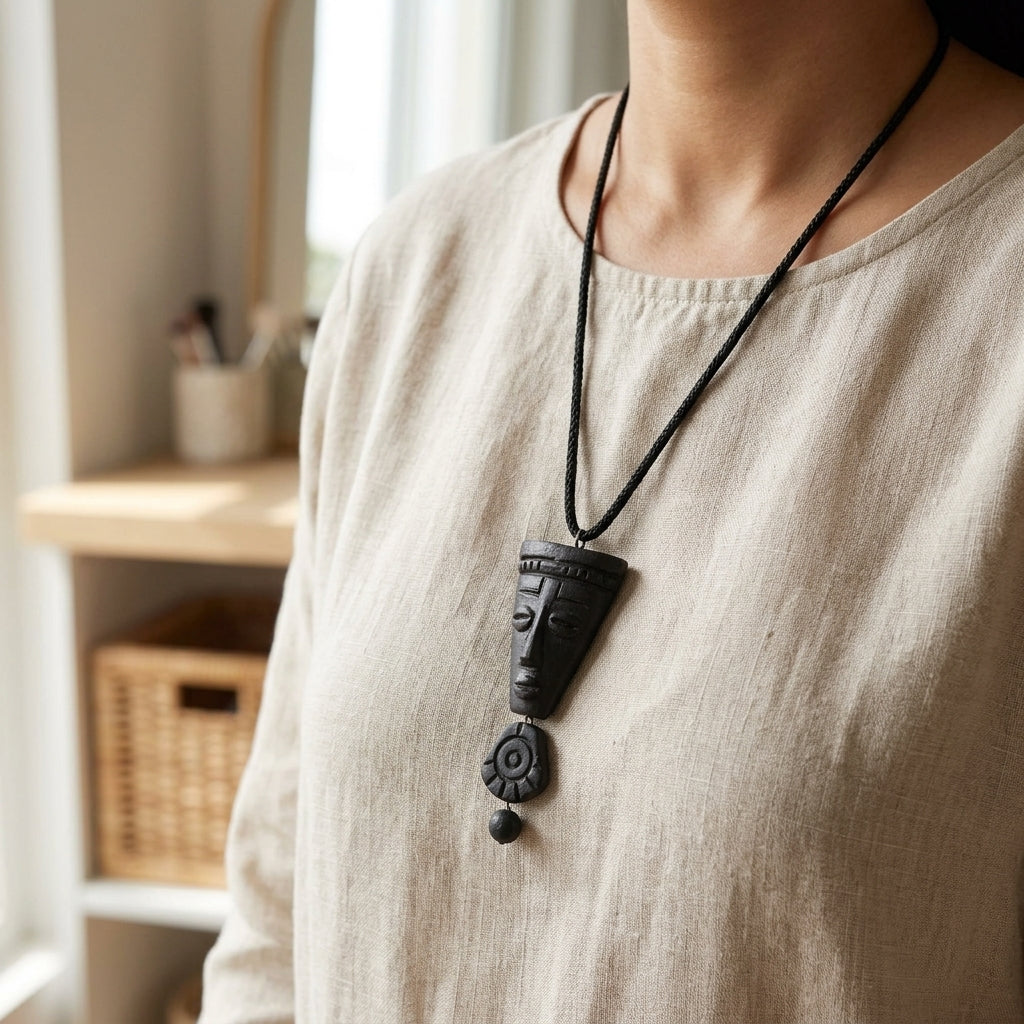 Folk Form Hand-Carved Pendant by The Roots of Heritage (2)