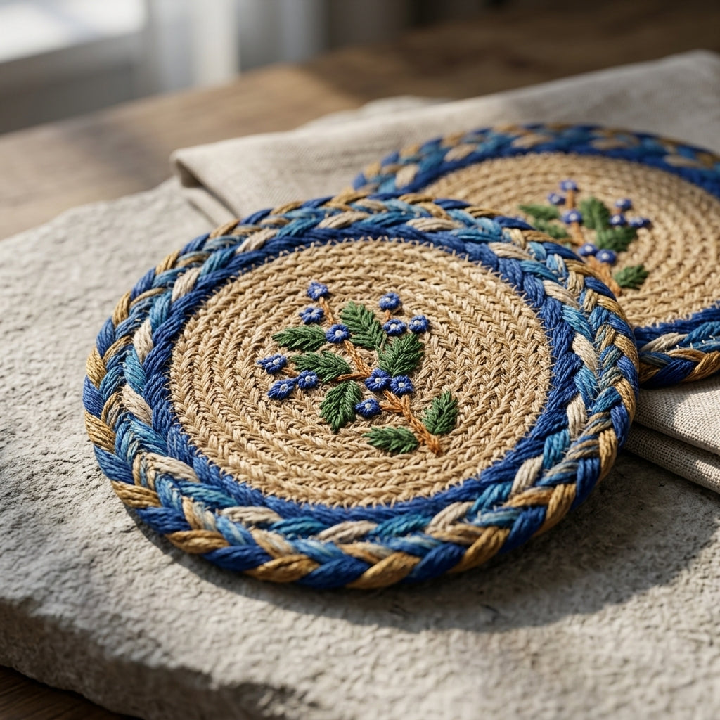 Heritage Bloom Jute Coaster Set by The Roots of Heritage (6)