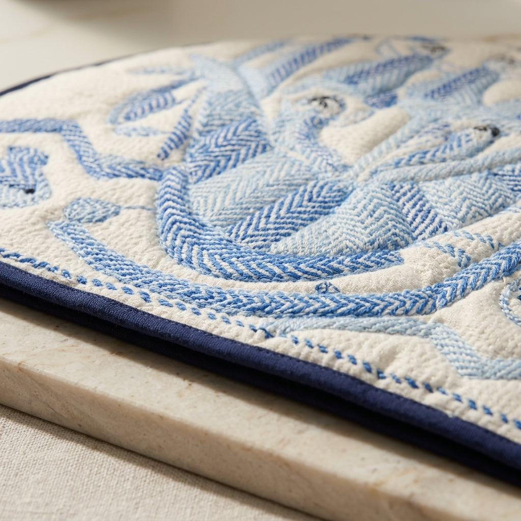 Blue Botanical Embroidered Trivet by The Roots of Heritage (3)