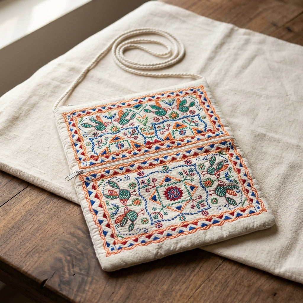 Heritage Embroidered Sling Pouch by The Roots of Heritage