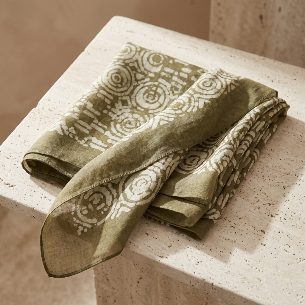 Heritage Olive Print Silk Scarf by The Roots of Heritage (3)